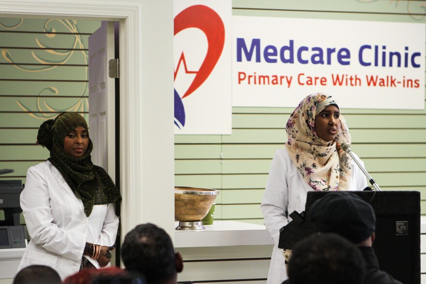 Farhiya Shirwa, left, and Amina Abdule, right, opened Ohio's first Somali primary care clinic.