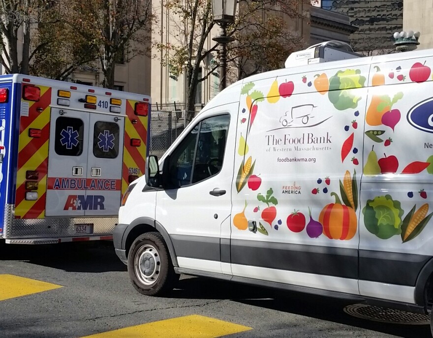 Food Bank van and AMR ambulance