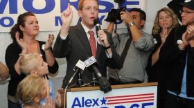 Alex Morse on election night in 2011, when he first won the mayor's office by defeating incumbent Elaine Pluta.