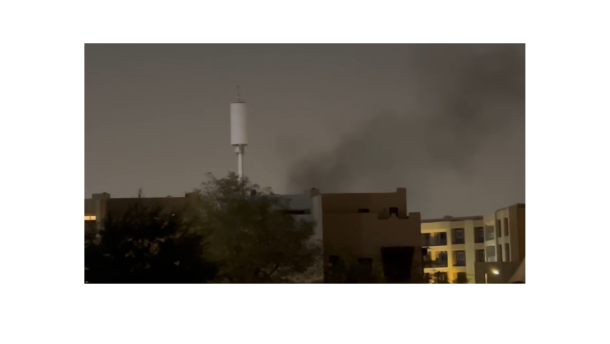 Smoke rising from the U.S. Embassy in Riyadh on March 3rd.