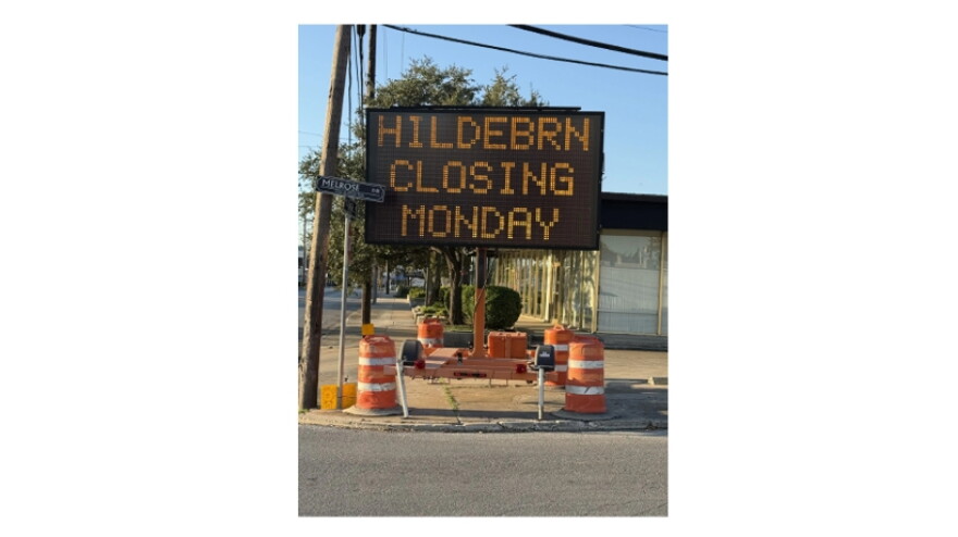 This electronic sign marked the beginning of SAWS fixes on Hildebrand on Monday, Oct. 26, 2026.