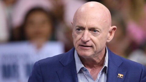 U.S. Sen. Mark Kelly speaks in Glendale, Arizona, in August 2024.