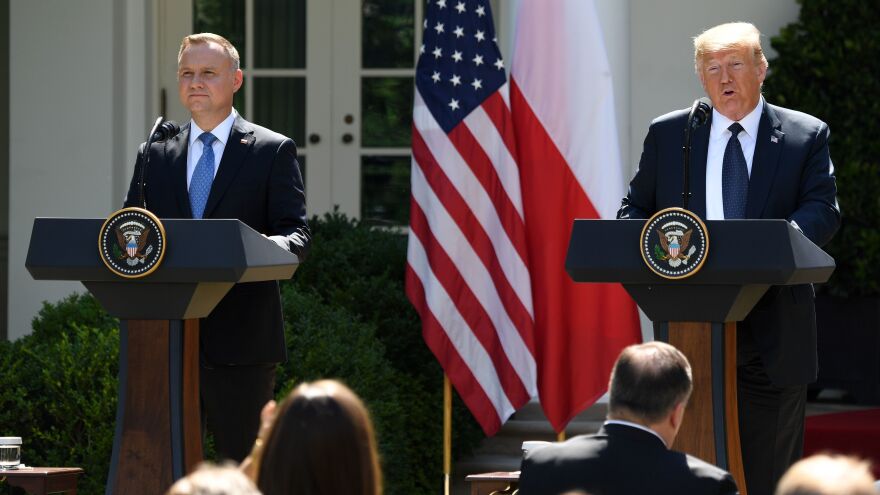 President Trump and Polish President Andrzej Duda hold a joint press conference Wednesday in the Rose Garden of the White House.