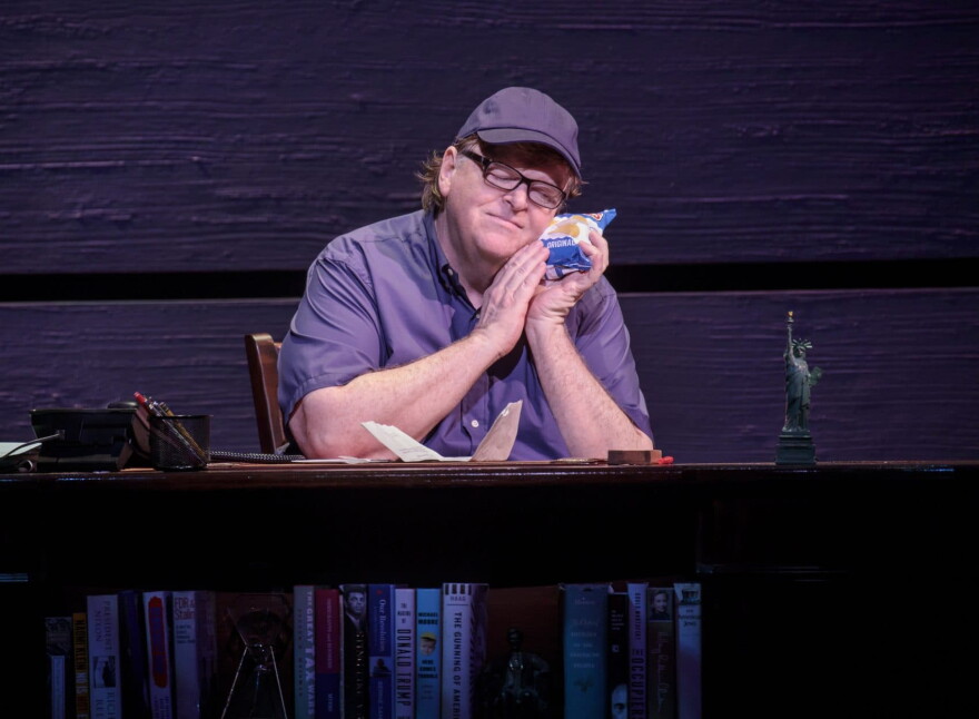 Michael Moore in "The Terms of My Surrender." (Courtesy Joan Marcus)
