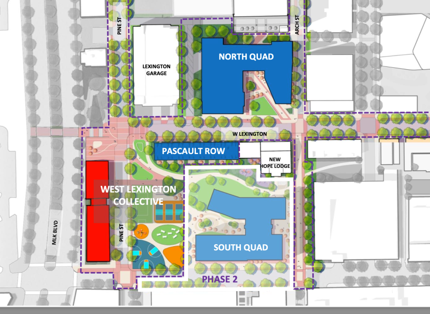 A map of Univeristy of Maryland, Baltimore's planned expansion. Credit: University of Maryland, Baltimore/University of Maryland, Baltimore