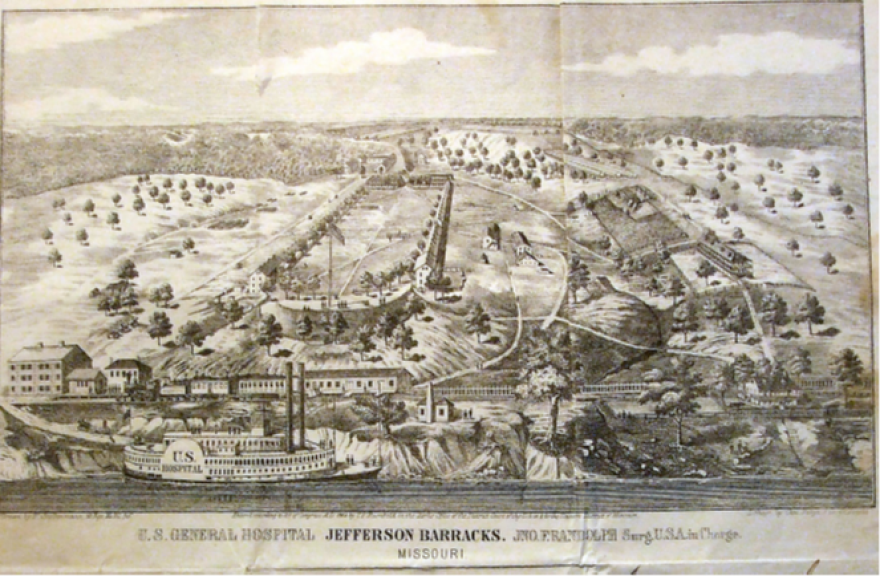 Jefferson Barracks at the time Pvt. Albert T. Limbaugh was a patient at the hospital in 1864.
