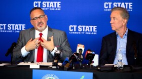 U.S. Secretary of Education Miguel Cardona speaks at a roundtable with educators, former students, and other officials at Middlesex Community College on April 16, 2024 to promote partnerships between correctional facilities and community colleges in Connecticut.