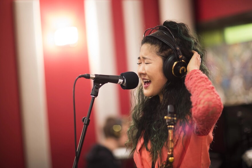 Saxophonist and vocalist Grace Kelly, then in her mid-twenties, performs in the KNKX studios in 2017.