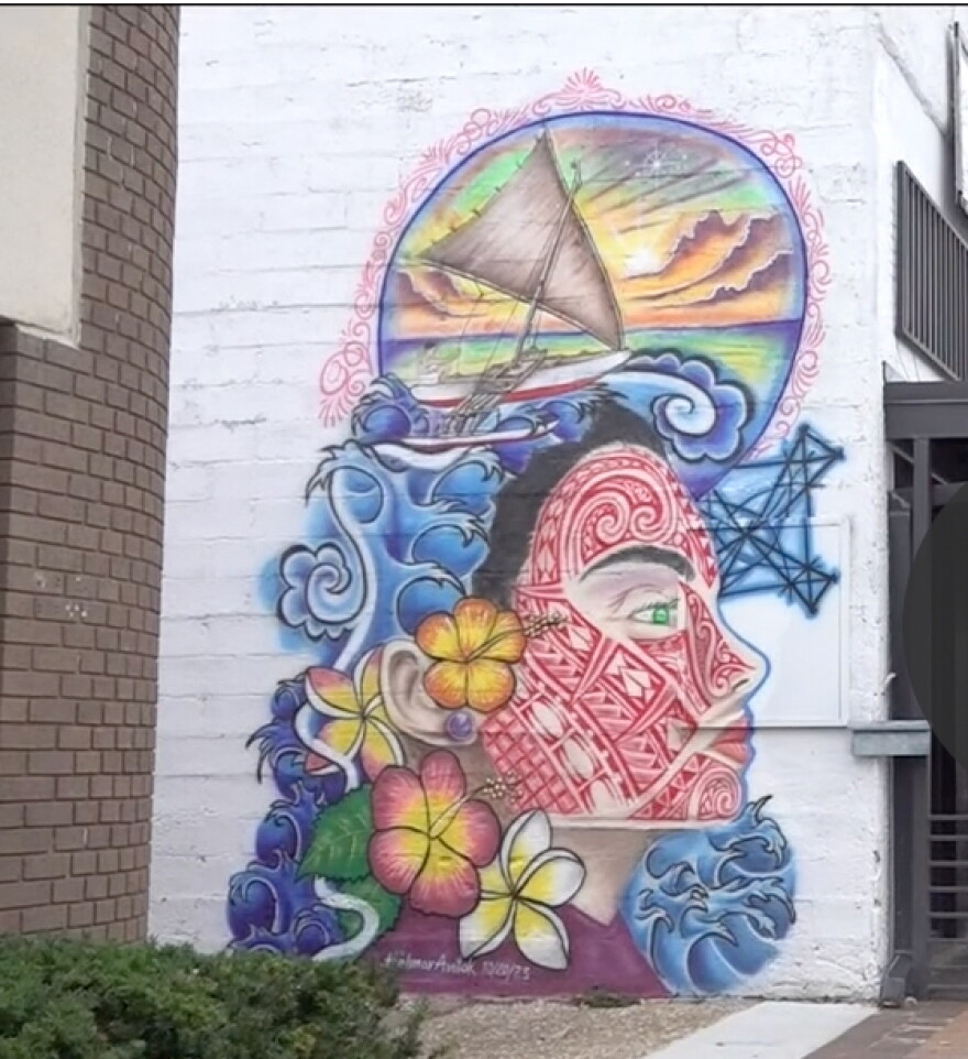 The mural, painted by Helmar Anitok, is titled "Wind Catcher."