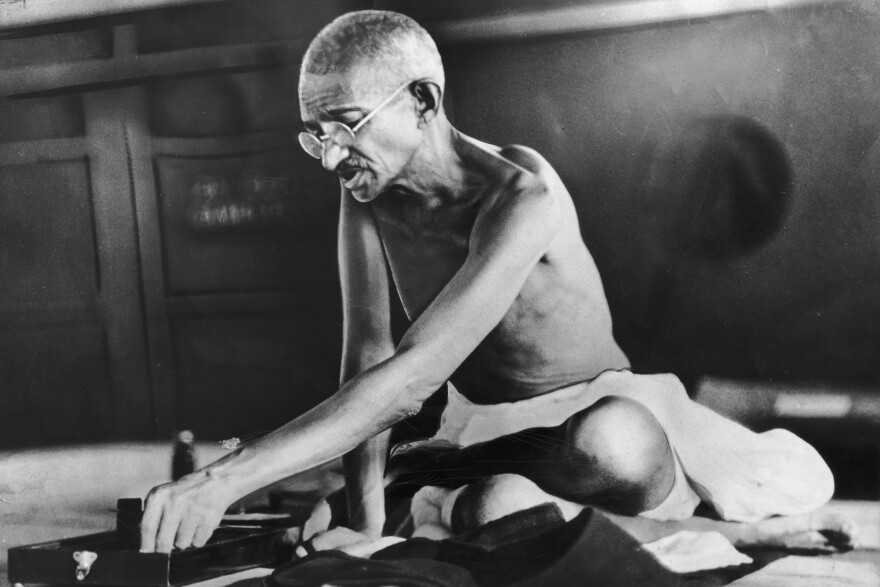 Indian spiritual and political leader Mohandas Gandhi circa 1935.