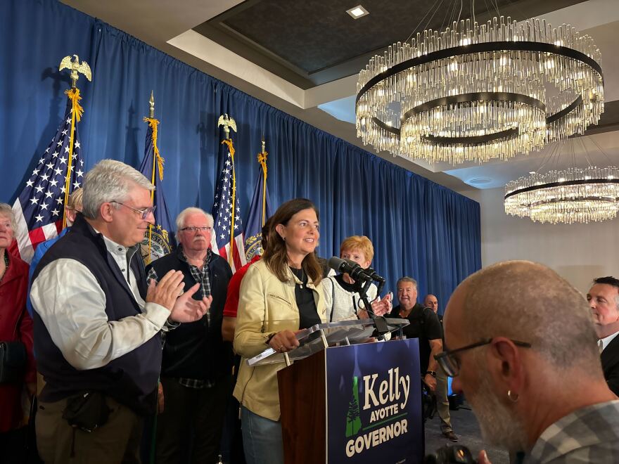Kelly Ayotte addresses a crowd of supporters in Salem at an election night victory party.