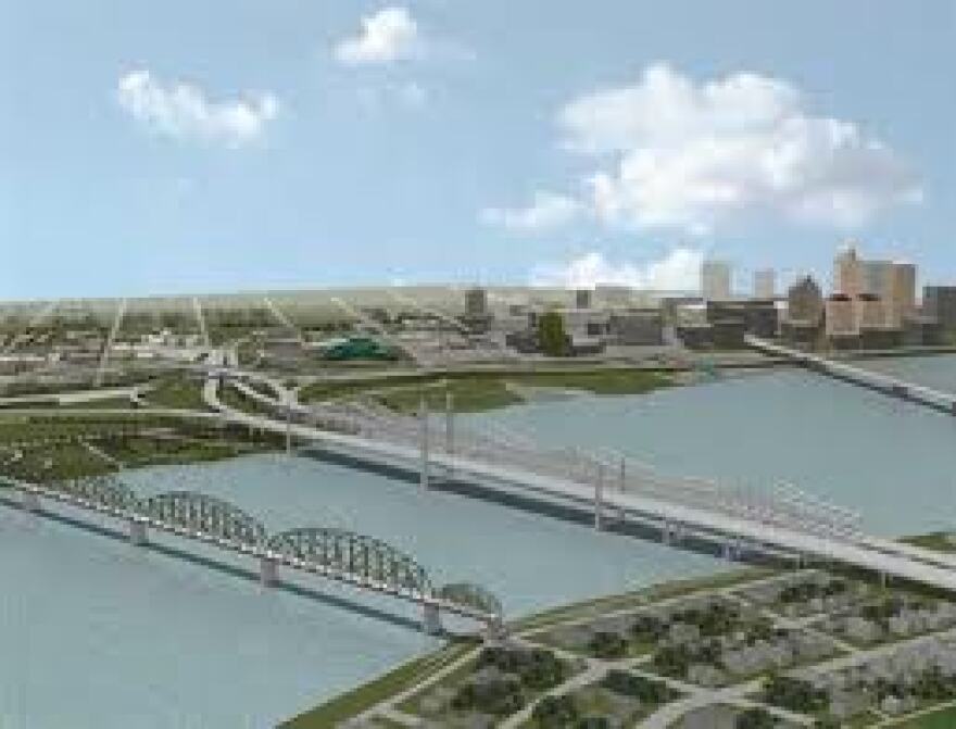 An artist's rendering of the proposed Ohio River bridges project