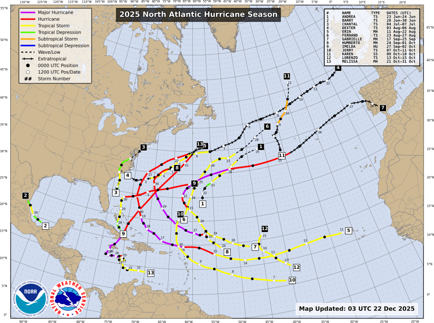2025 Hurricane season tracks
