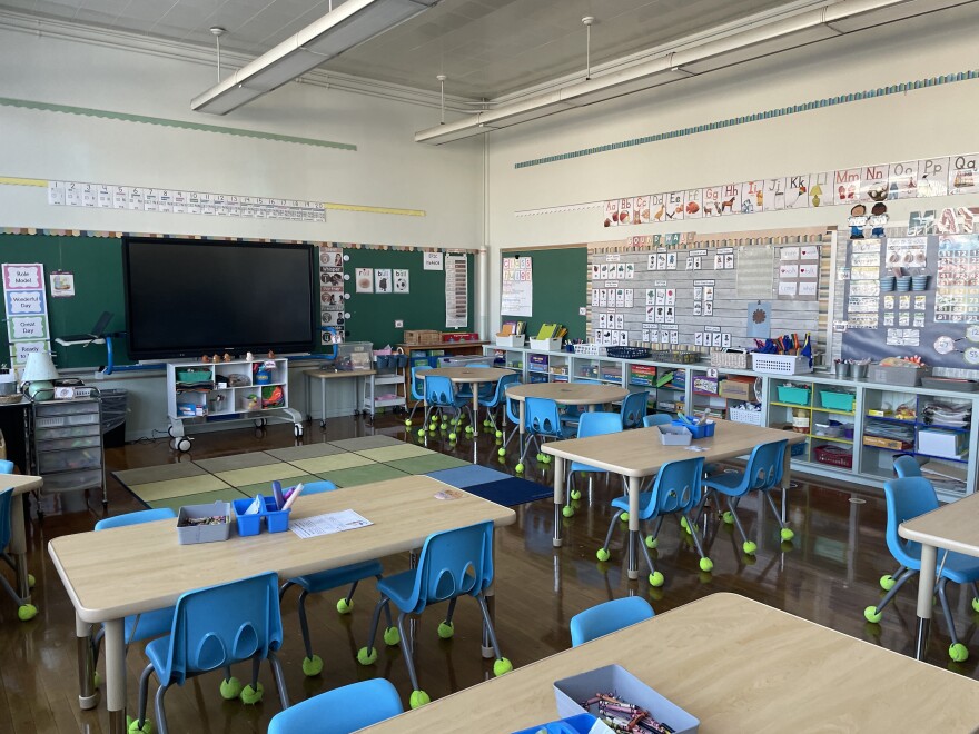 A newly painted classroom at