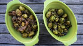 Roasted Brussels Sprouts with Candied Bacon. (Jesse Costa/WBUR)