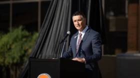 East Central University President Wendell Godwin speaks at an event on the Ada campus, on Friday, Aug. 28, 2026.
