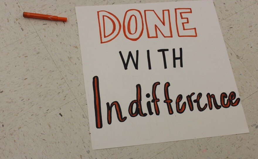 Student organizers at Ridgefield High School in Connecticut made posters to use at the nationwide school walkout on Friday to protest gun violence in schools.