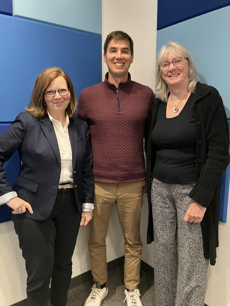 From left: Republican Kari MacRae, Democrat Dylan Fernandes, and host of The Point Mindy Todd. MacRae is challenging Fernandes for the State Senate seat in the Plymouth and Barnstable District.