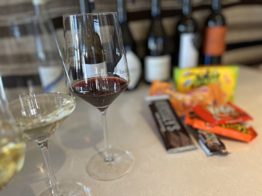 wine and candy, ready for tasting