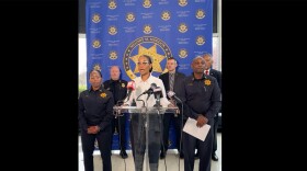 DeKalb County Sheriff Melody Maddox speaks to journalists during a news conference in Decatur, Ga.