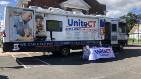 UniteCT mobile bus outside of Middletown Senior and Community Center on September 2, 2021.
