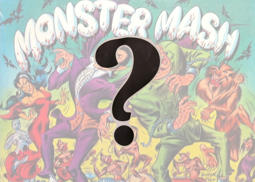Album cover for "Monster Mash"; a question mark in the foreground