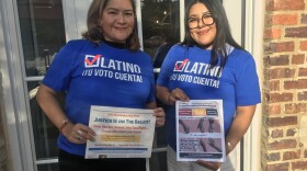 Iliana Santillán, left, and María González from El Pueblo, Inc. have been working to distribute voter guides in English and Spanish.