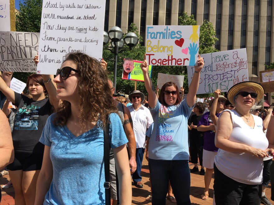 Immigration protest against family separations draws large crowd in Dayton.