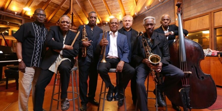 The Cookers at The Rudy Van Gelder studio - left to right: George Cables, Billy Hart, Donald Harrison, Eddie Henderson, David Weiss, Billy Harper, Cecil McBee