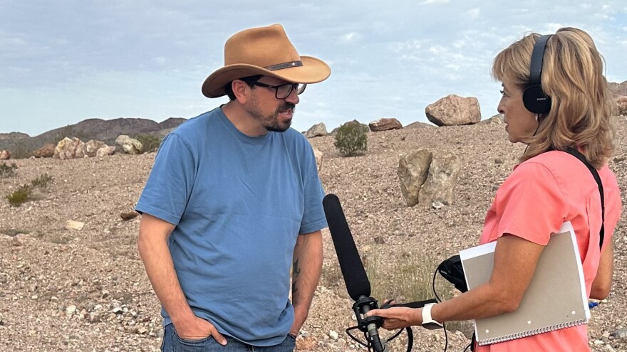 Patrick Donnelly, the Great Basin Director of the Center for Biological Diversity, talks about the unique landscape of the Mojave Desert, in opposing the construction of a new data center near Boulder City, Nevada.