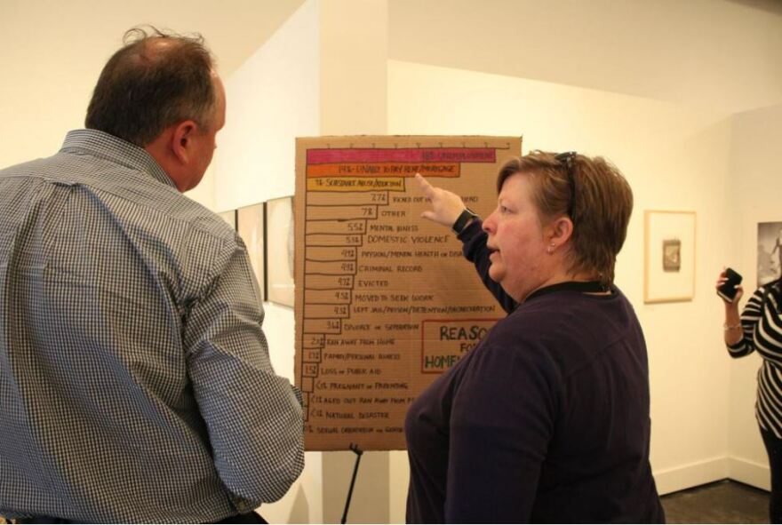 In this file photo from 2017, Dani Shaw, right, the human services coordinator at the city of Denton, explains data from the 2017 Point-In-Time count. The results of the count track the number of homeless people in the county.