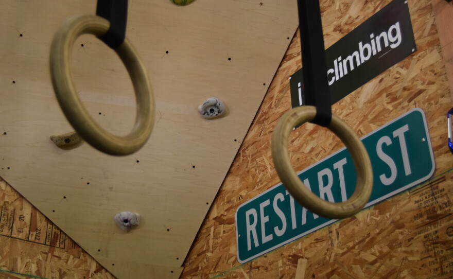 The garage of the main house at reSTART, the digital addiction recovery program in Carnation, Washington, has been converted into a mini Crossfit gym. Hilarie Cash, founder of the program, says it can get competitve. 
