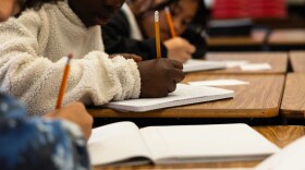 Seventh graders work on an assignment during class in Fort Worth ISD’s William James Middle School on Aug. 28, 2025.