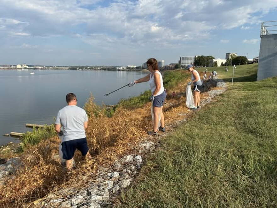A file photo of volunteers cleaning up the Evansville riverfront during the ORSANCO River Sweep