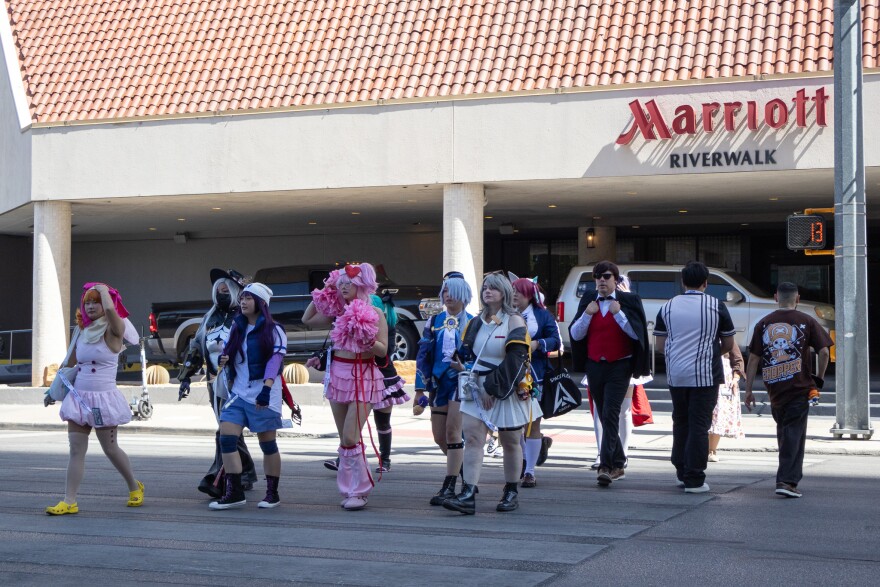 Conference-goers in cosplay attire at San Japan 2025