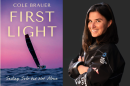 The cover of "First Light" beside author Cole Brauer. (Courtesy of Flore Hartout)