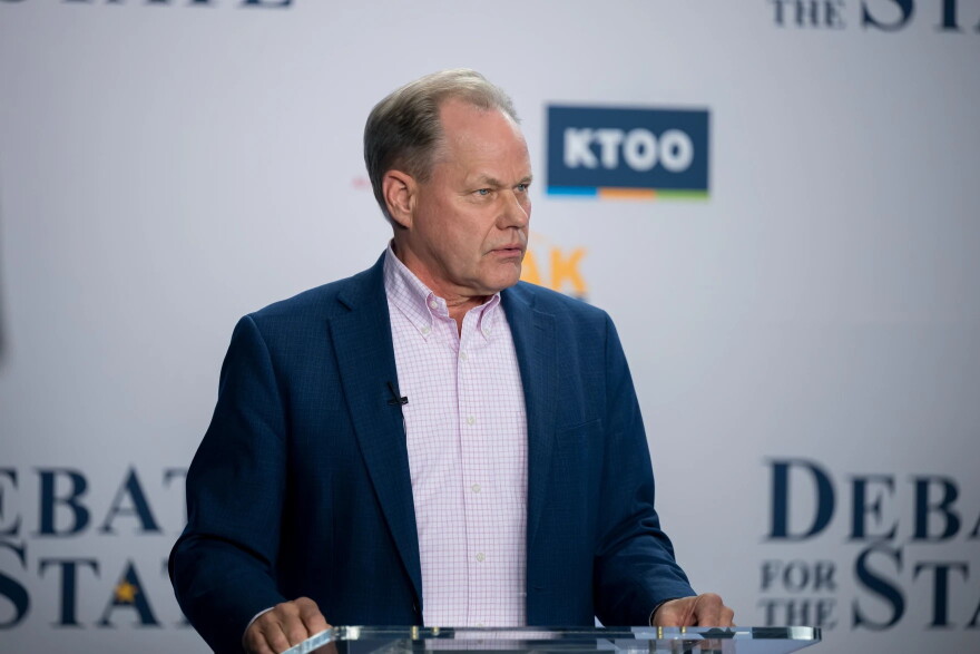 Former Republican Anchorage mayor Dave Bronson at Debate for the State at Alaska Public Media's studio on Oct. 8, 2026.