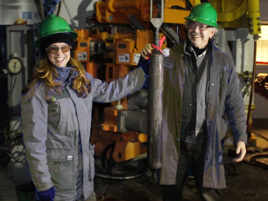 Deep Isolation CEO Elizabeth Muller and her father, Richard Muller, after the company successfully inserted and then retrieved a canister from a deep bore hole in 2018.