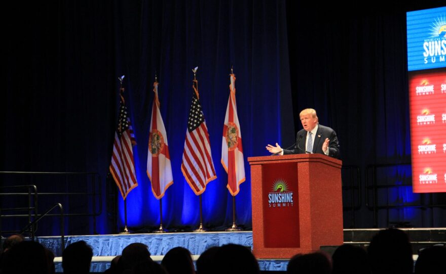 Front-runner Donald Trump said border patrol agents in Texas are told to stand down. “When I’m there they’re gonna be told just the opposite, believe me,” he said. Photo: Ariella Phillips/WUFT News