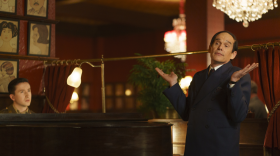 From Left: Jonah Lees and Ethan Hawke in the 2025 film Blue Moon.