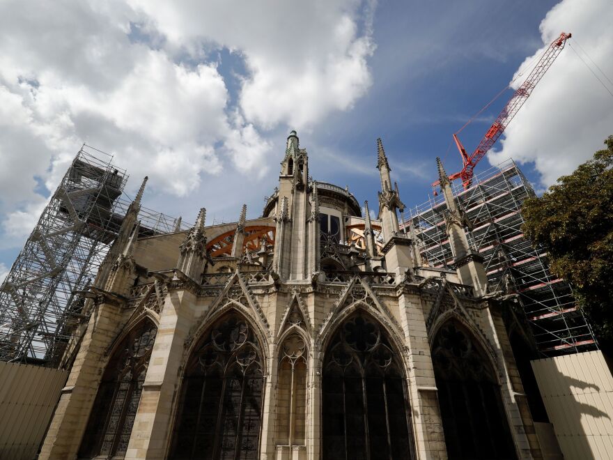 Restoration work resumed Monday on the fire-damaged Notre Dame Cathedral in Paris after a lead contamination scare.