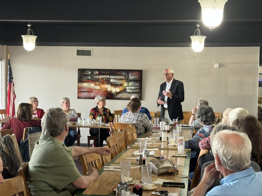 Former Oklahoma Senate Pro Tem and Secretary of State Brian Bingman addresses the Jackson County Republican Women’s Club in Altus earlier this year. Bingman won the GOP primary for Corporation Commission.