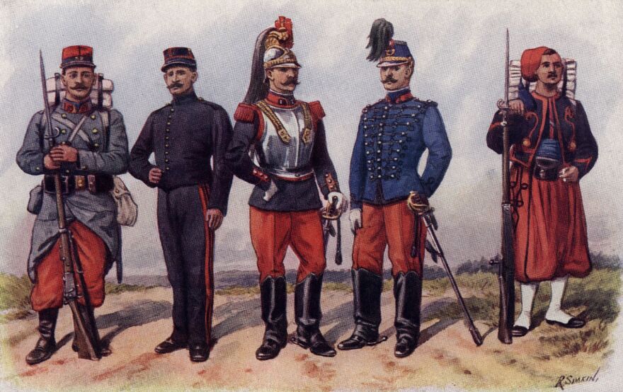 Uniforms of the French Army, circa 1850.