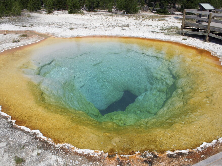 A hot spring at Yellowstone National Park. The super volcano that lurks below Yellowstone has blown its top three times in the past 2 million years.