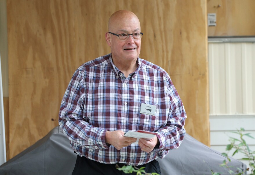 Kevin Barry, a Penfield Town Board member and candidate for town supervisor, canvasses on Thursday, Oct. 23, 2025, in the Penfield Farms neighborhood, knocking on doors and talking with residents about his campaign platform.