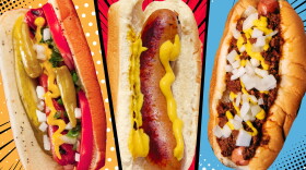 Chicago-style hot dog, Milwaukee bratwurst and Detroit coney dog.
