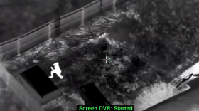 A still from police helicopter video footage of the officer-involved shooting of 22-year-old Stephon Clark on Sunday in Sacramento.