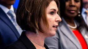 Del. Carrie Coyner, R-Chesterfield, gives remarks during a reps conference on Monday, May 20, 2024 at the General Assembly Building in Farmville, Virginia.