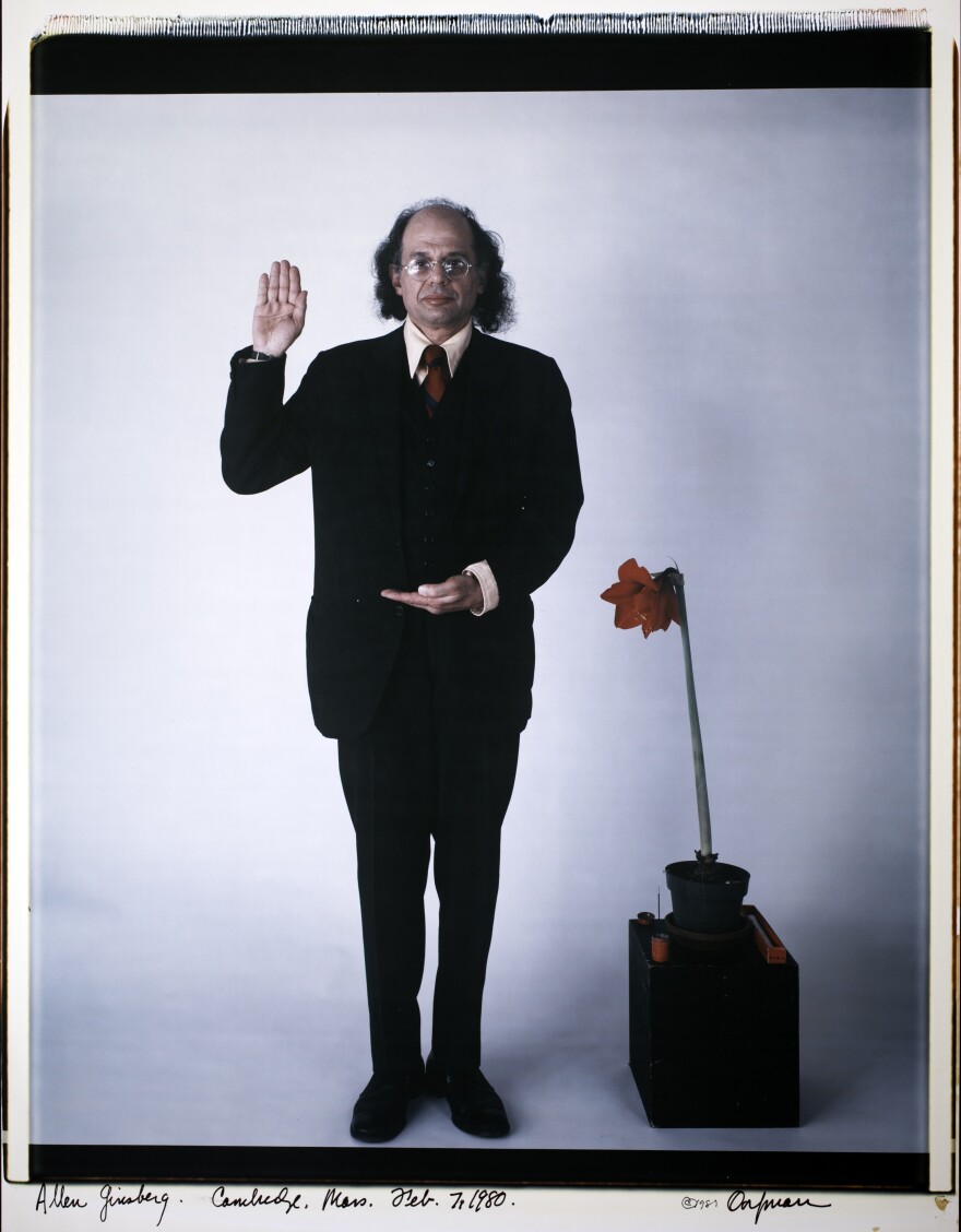 Her portrait of Ginsberg. The inscription at the bottom reads, "Allen Ginsberg. Cambridge, Mass. Feb. 7, 1980."