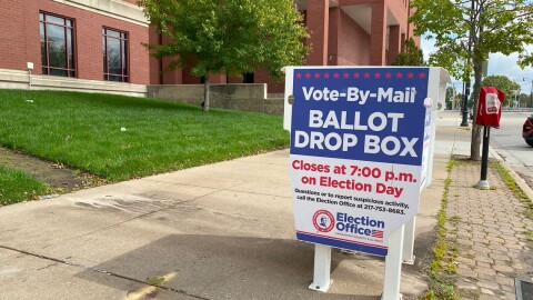 A mail-in ballot drop box in Sangamon County.